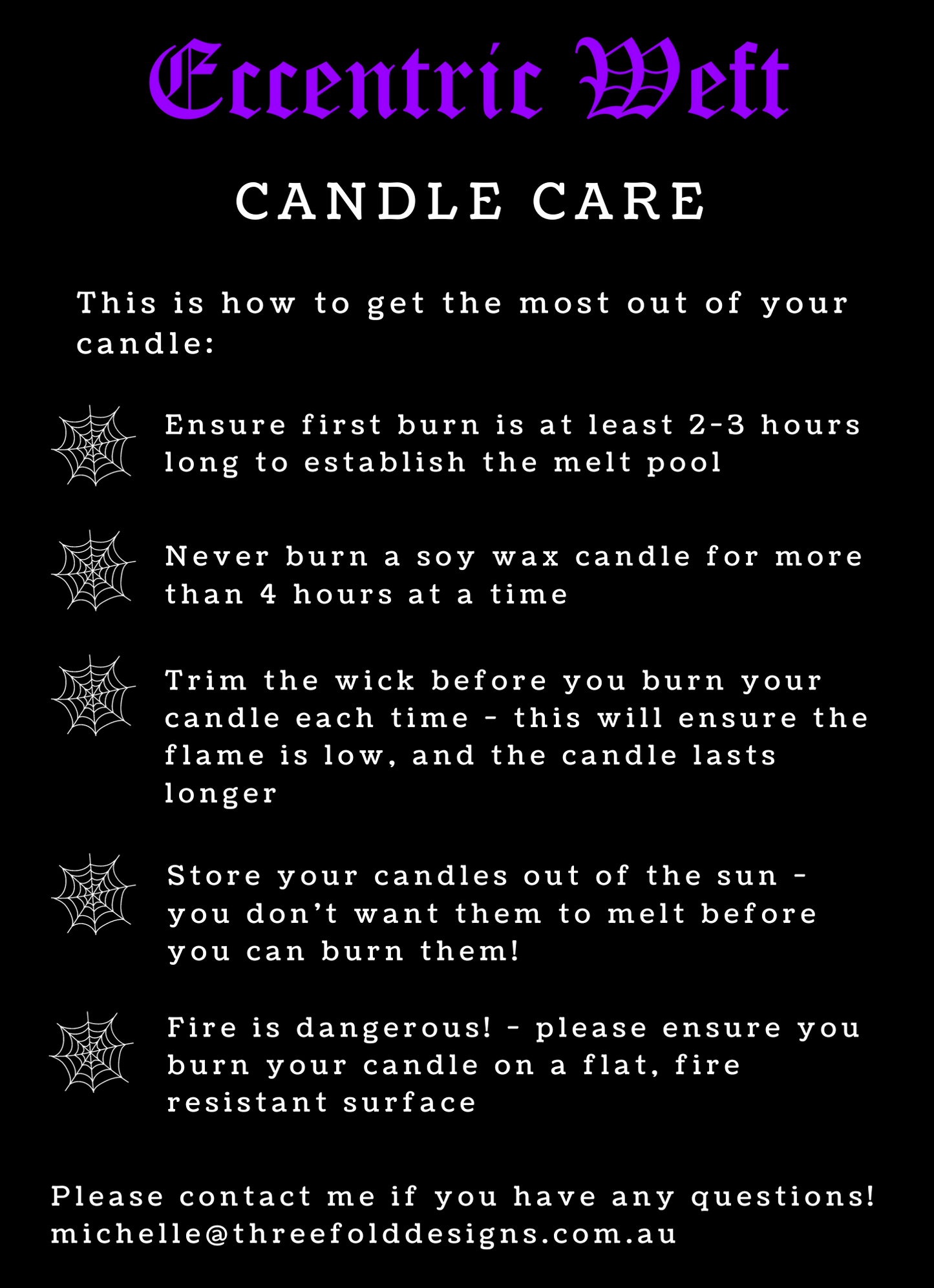 Soy Candle - 'Veil of Death' - leather, tobacco, amber, patchouli, bergamot - Threefold Designs