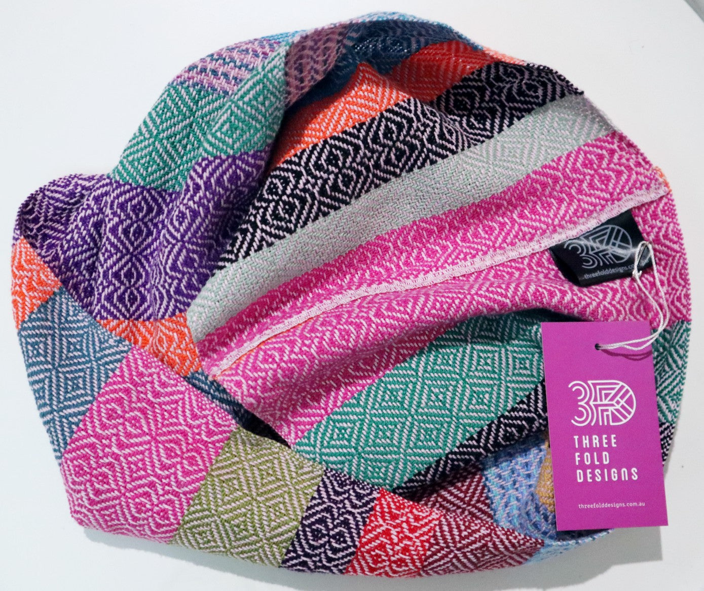 Handwoven multi coloured short scarf snood