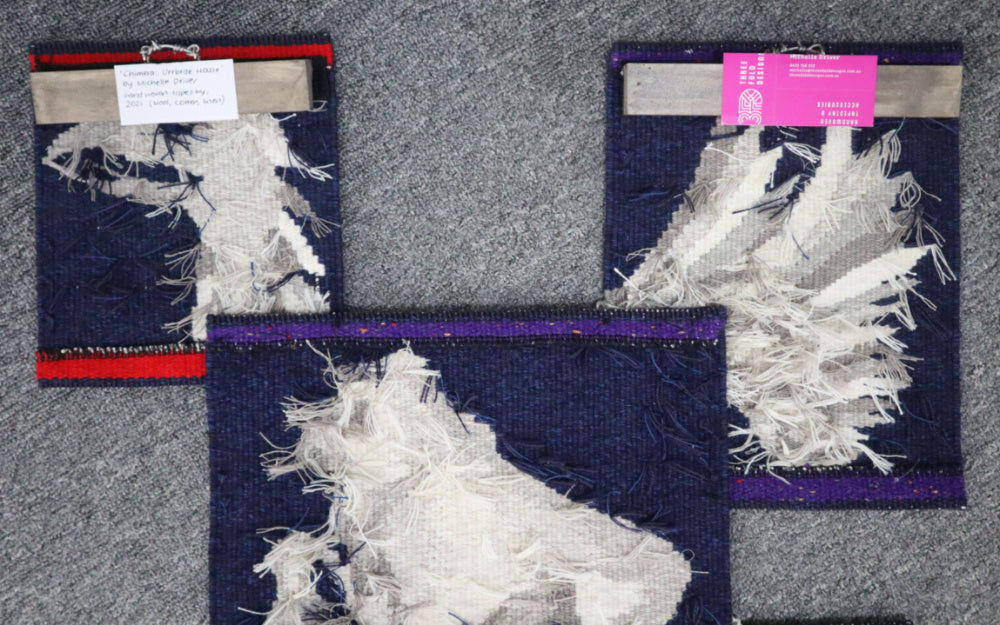 back of unique tapestry based on a mythical griffin