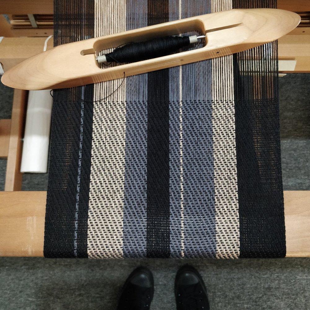 Handwoven Scarf - Dapper - Oatmeal, Charcoal + Black - Threefold Designs