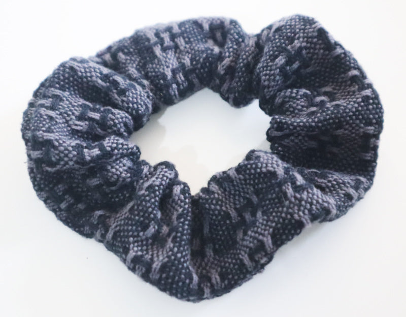Handwoven Hair Scrunchie - Charcoal + Black - Threefold Designs