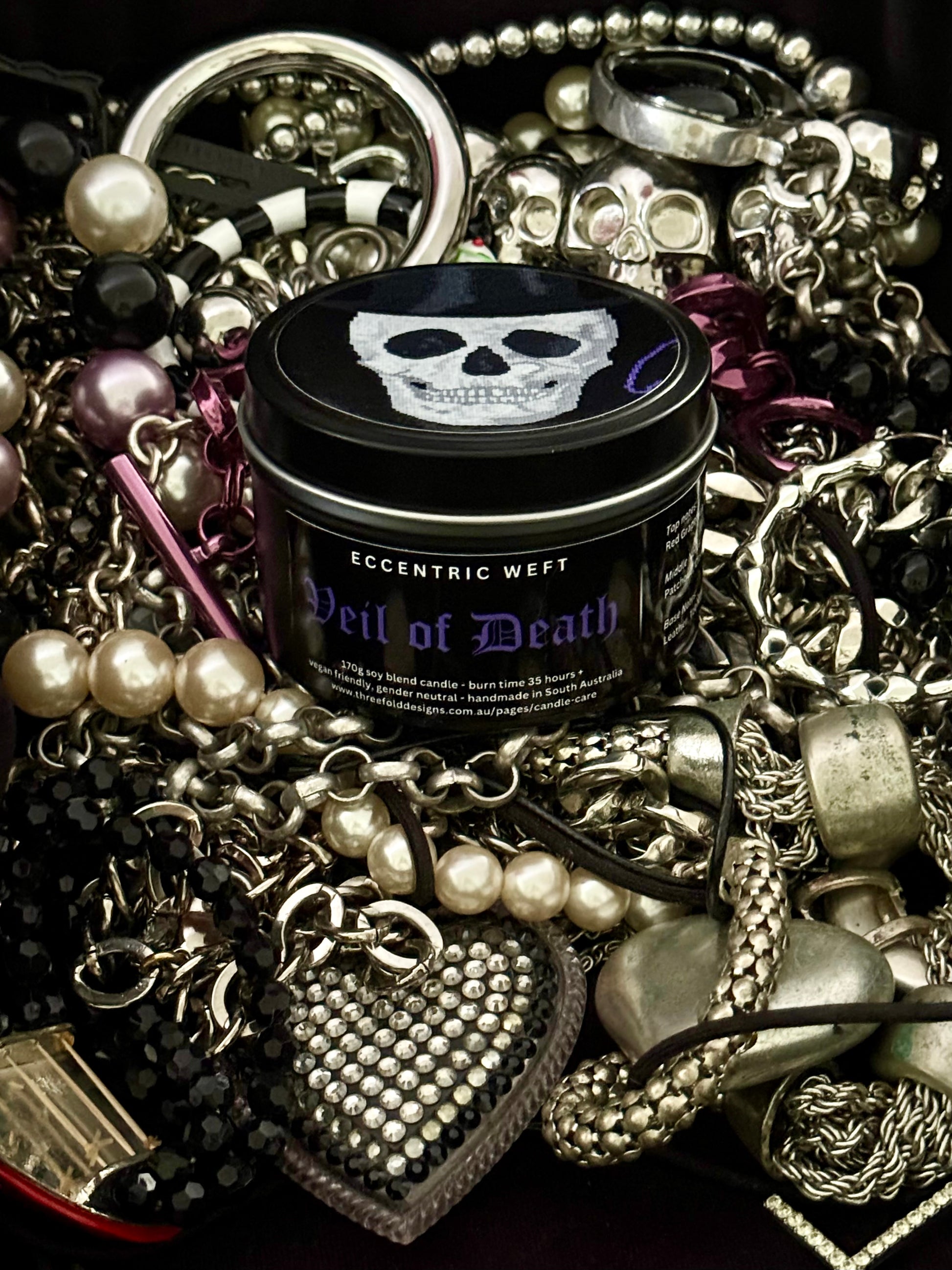Soy Candle - VEIL OF DEATH - Leather, Tobacco & Amber Candle | Masculine Soy Candle | Dark Woody Aftershave Scent | Gothic Handmade Home Fragrance - Threefold Designs