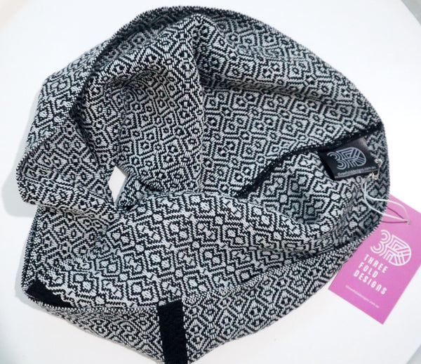 Handwoven Infinity Scarf - Cravat - Silver Grey - Threefold Designs