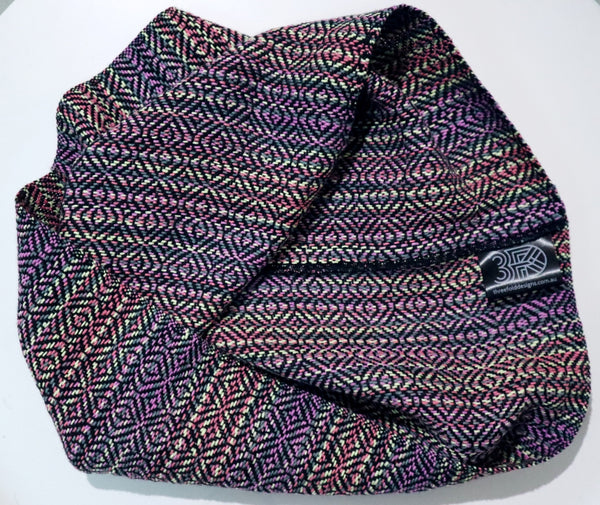 Multi coloured short handwoven cotton scarf snood