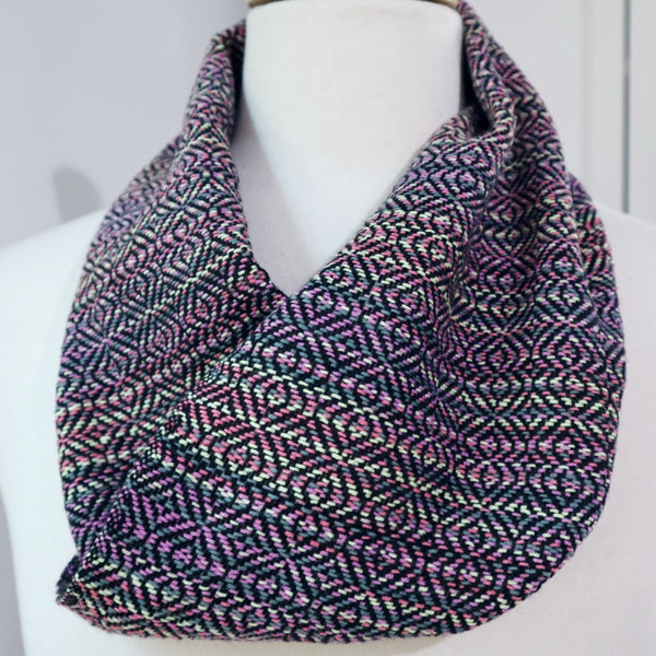 Multi coloured short handwoven cotton scarf snood