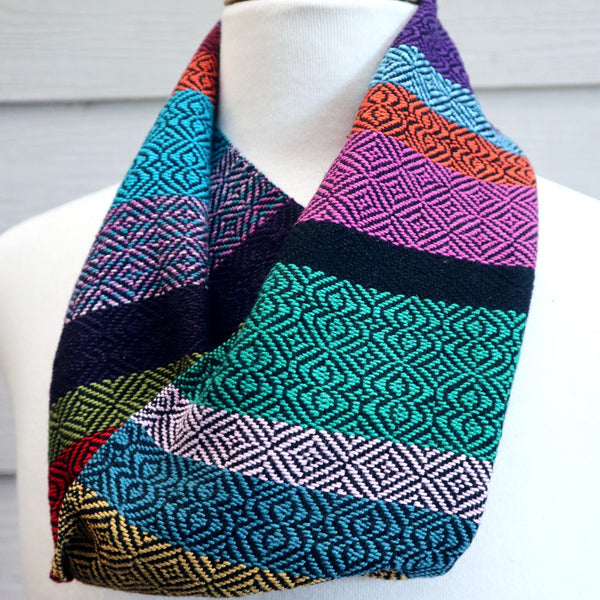 Handwoven Infinity Scarf - Liquorice Allsorts Cravat - Threefold Designs
