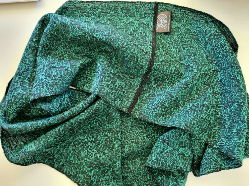 EMERALD LUXE SNAKESKIN - Handwoven Fine Cotton Scarf | Emerald Green + Black