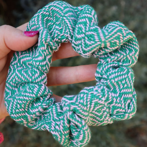 Handwoven Hair Scrunchie - Emerald Fruit Tingles