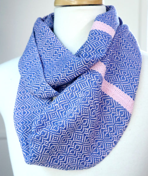 Handwoven Loop Scarf - Blue Fruit Tingles - Threefold Designs