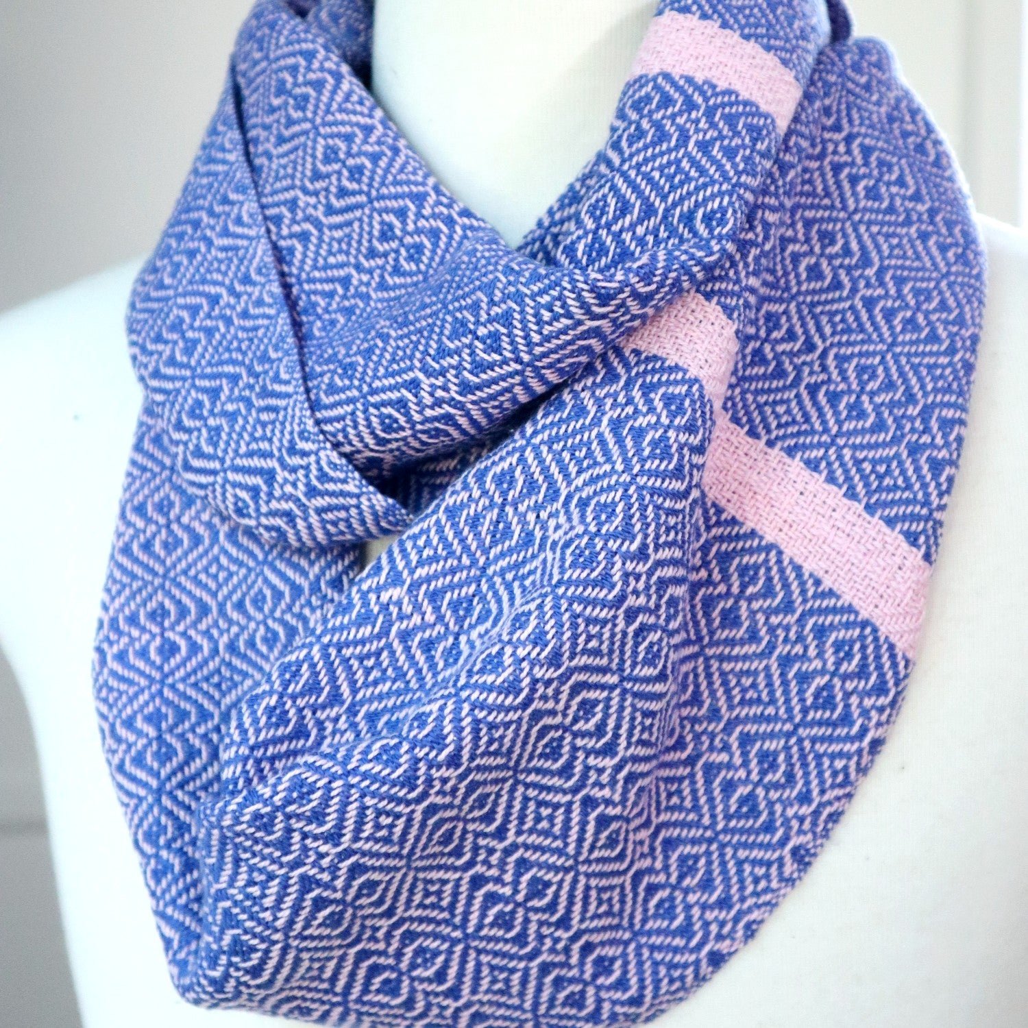 Handwoven Loop Scarf - Blue Fruit Tingles - Threefold Designs