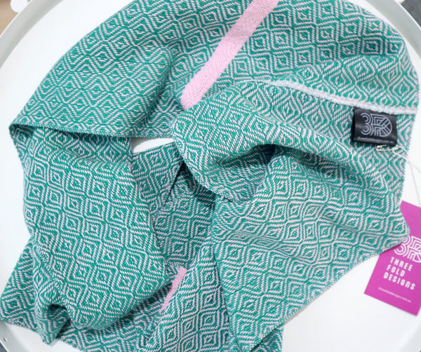 Handwoven Infinity Scarf - Emerald Green Fruit Tingles - Threefold Designs