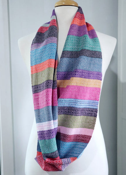 Handwoven multi coloured loop scarf