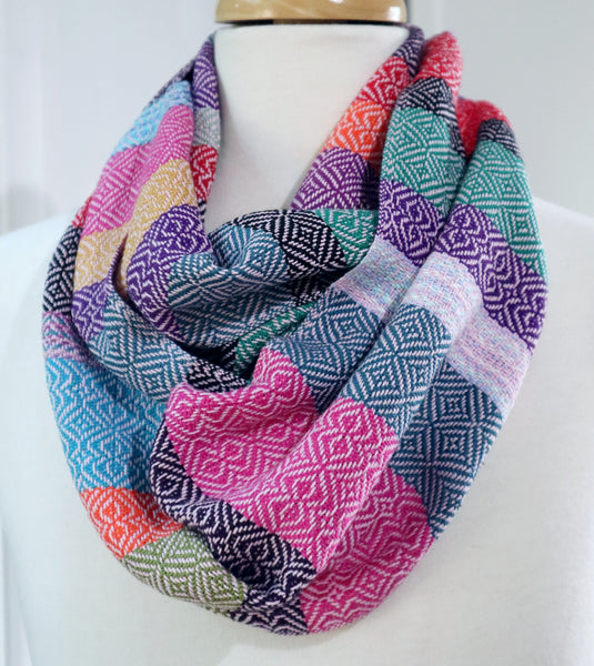 Handwoven multi coloured infinity scarf