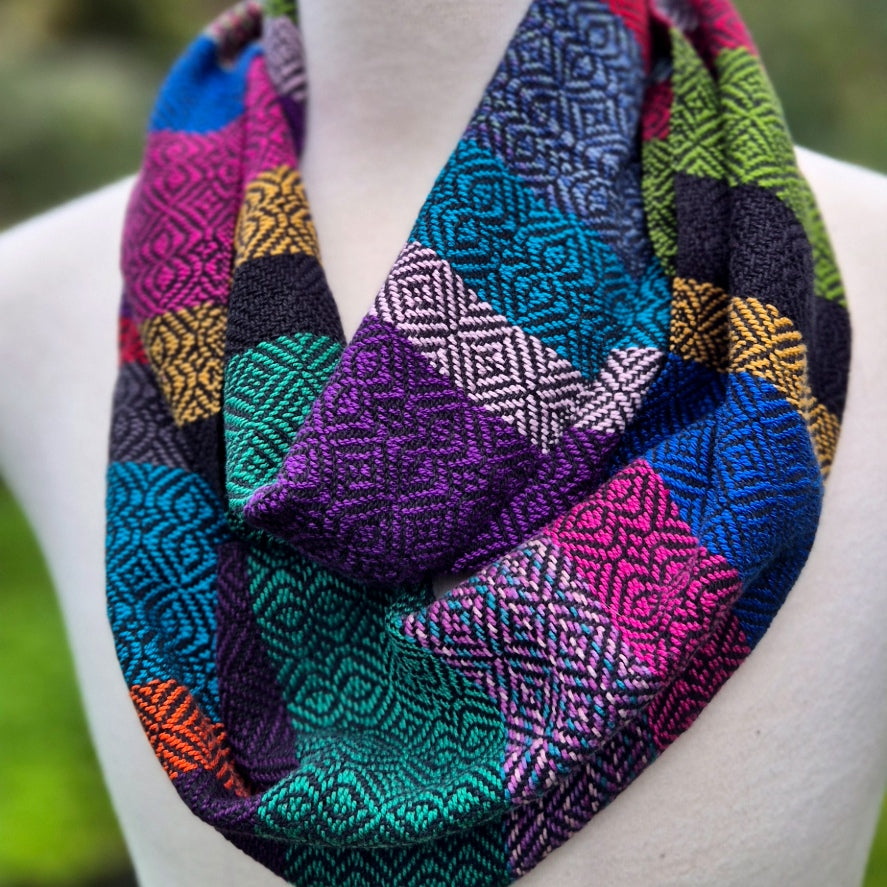 NOIR ALLSORTS - Handwoven Cotton Statement Scarf - Threefold Designs