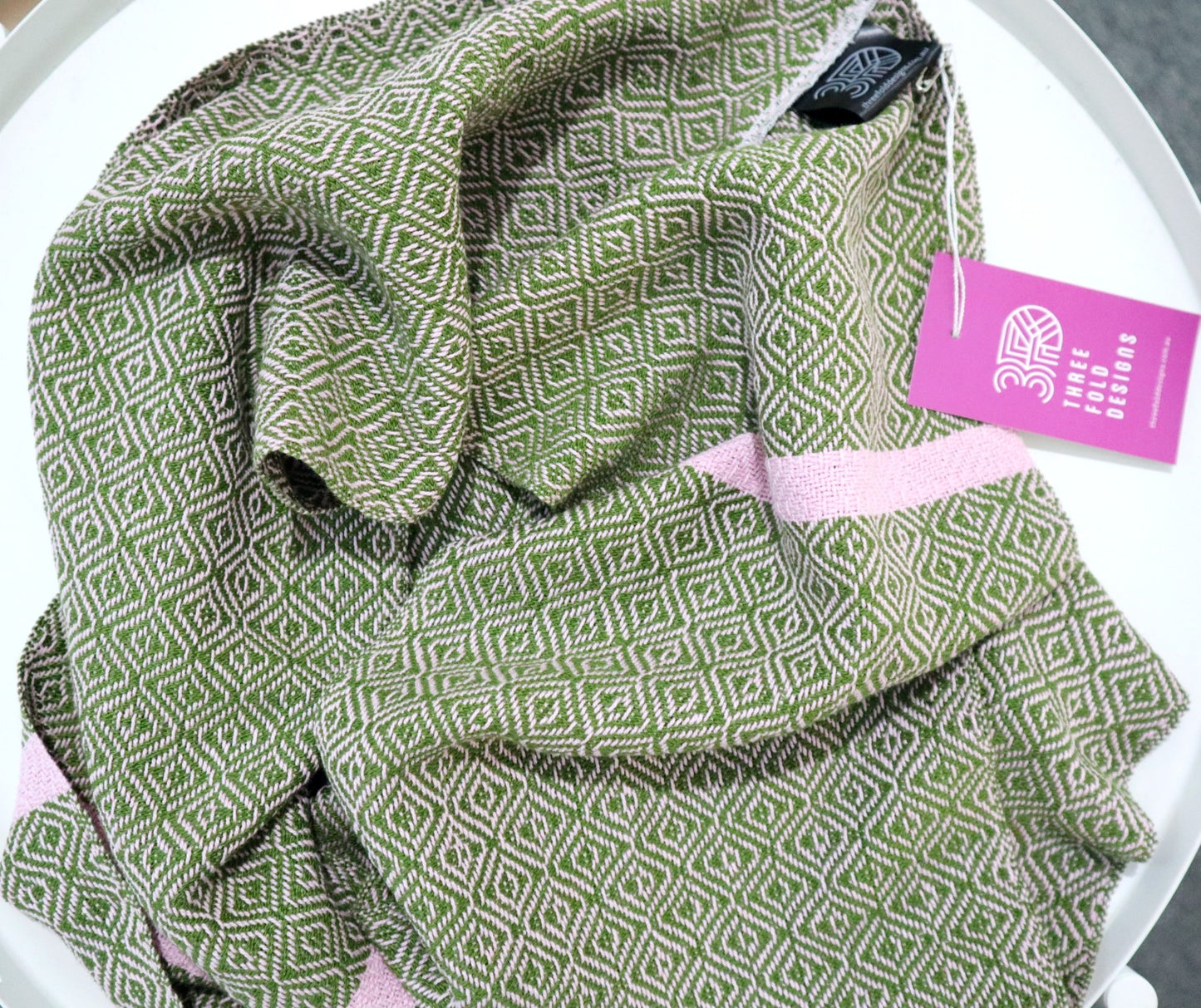 Handwoven Loop Scarf - Classic Olive Green Fruit Tingles - Threefold Designs