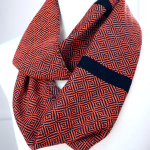 Handwoven Scarf - Classic - Tangerine Geometric - Threefold Designs