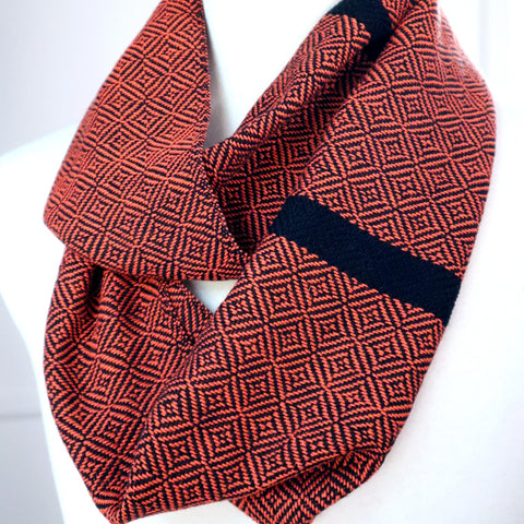 Handwoven Scarf - Classic - Tangerine Geometric - Threefold Designs