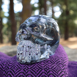 Resin X-Ray Skull - handmade with x-ray film and black glitter - Threefold Designs