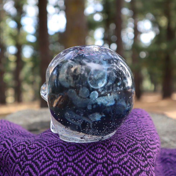 Resin X-Ray Skull - handmade with x-ray film and black glitter - Threefold Designs
