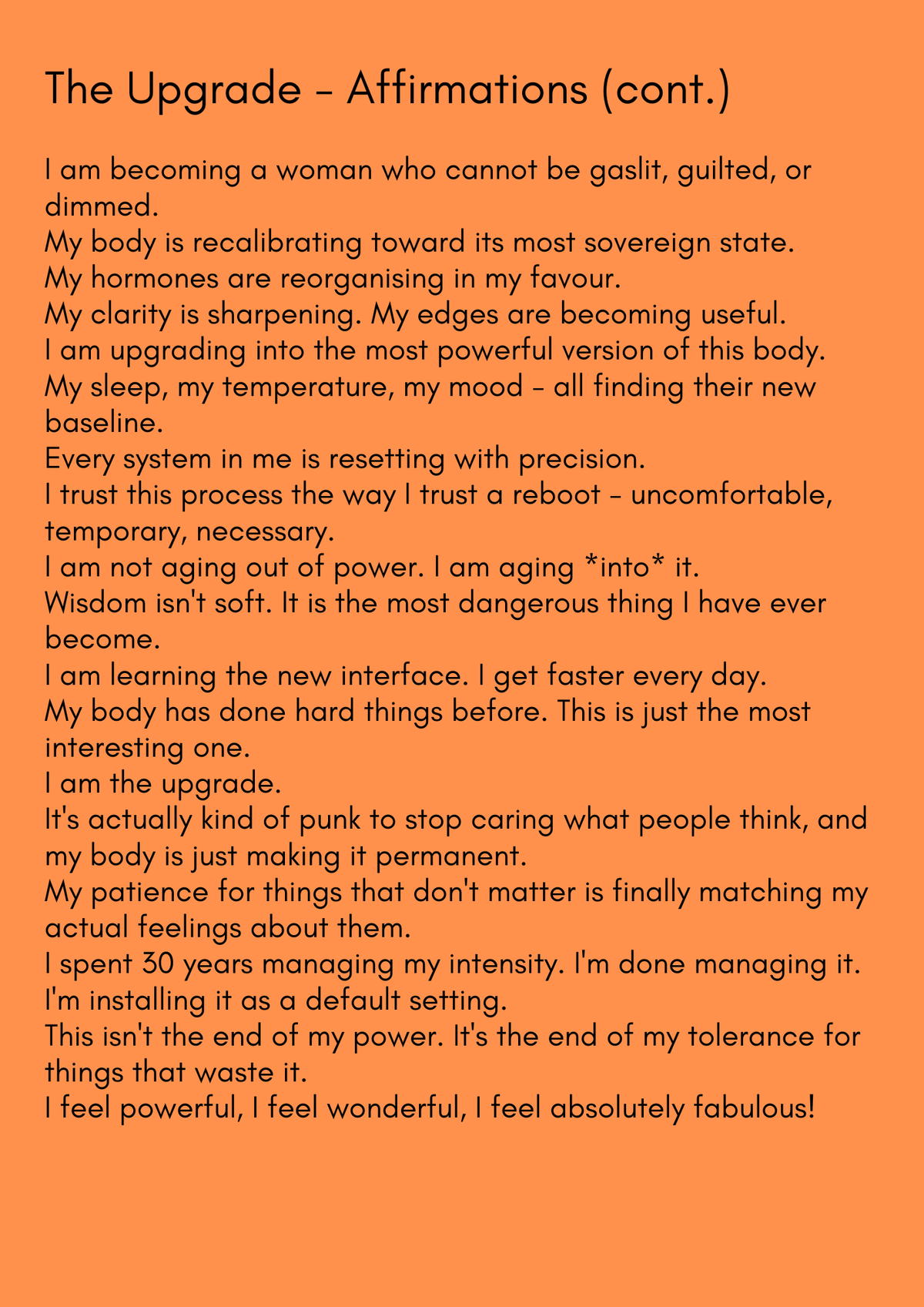 Affirmations for menopause and perimenopause