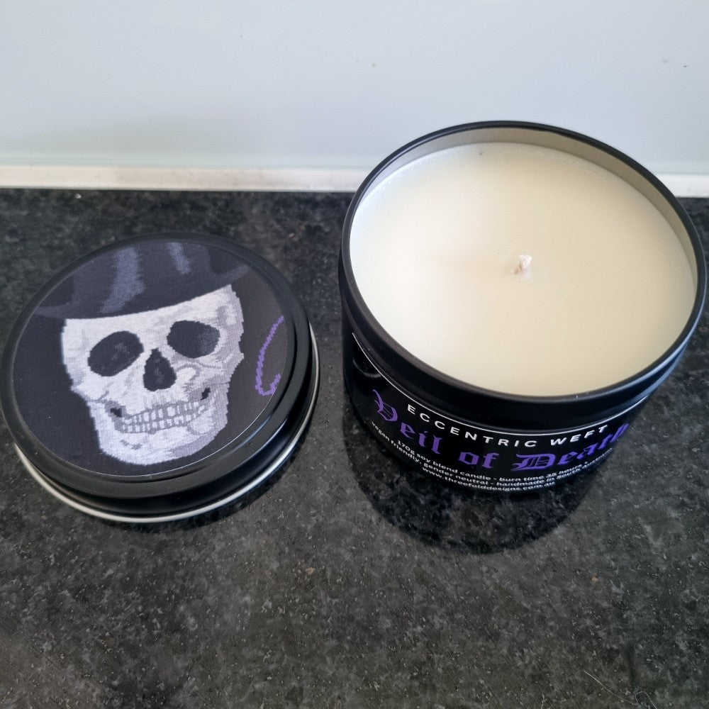Soy Candle - 'Veil of Death' - leather, tobacco, amber, patchouli, bergamot