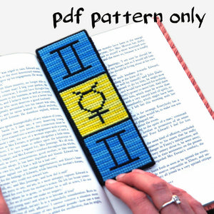 Cross Stitch PDF Pattern - Gemini Bookmark