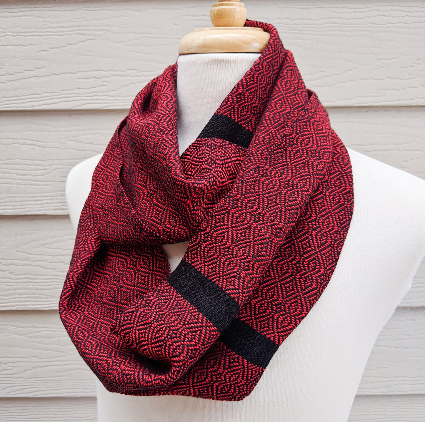 Handwoven Scarf - Classic Red Baroque - Threefold Designs