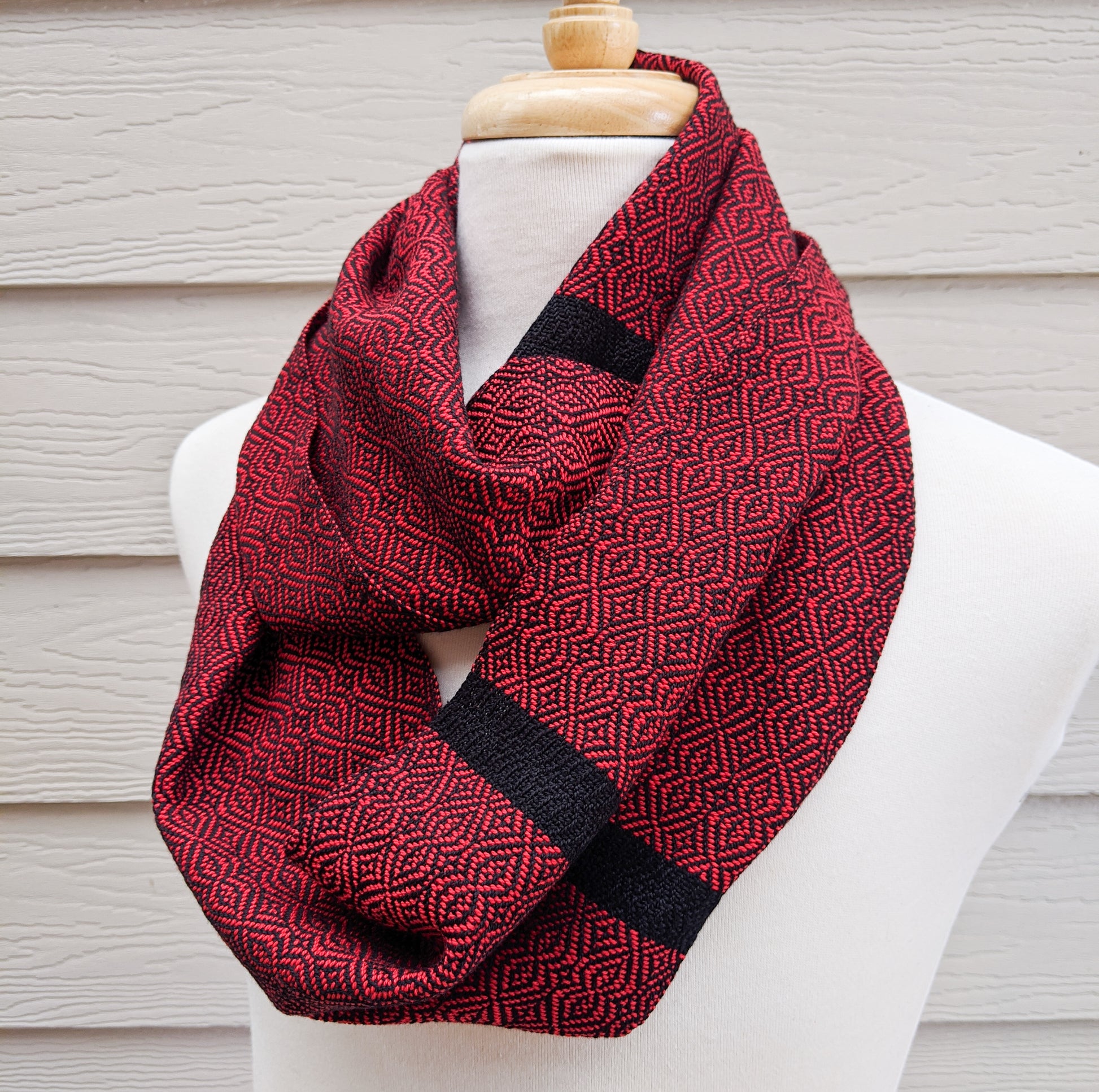 Handwoven Scarf - Classic Red Baroque - Threefold Designs