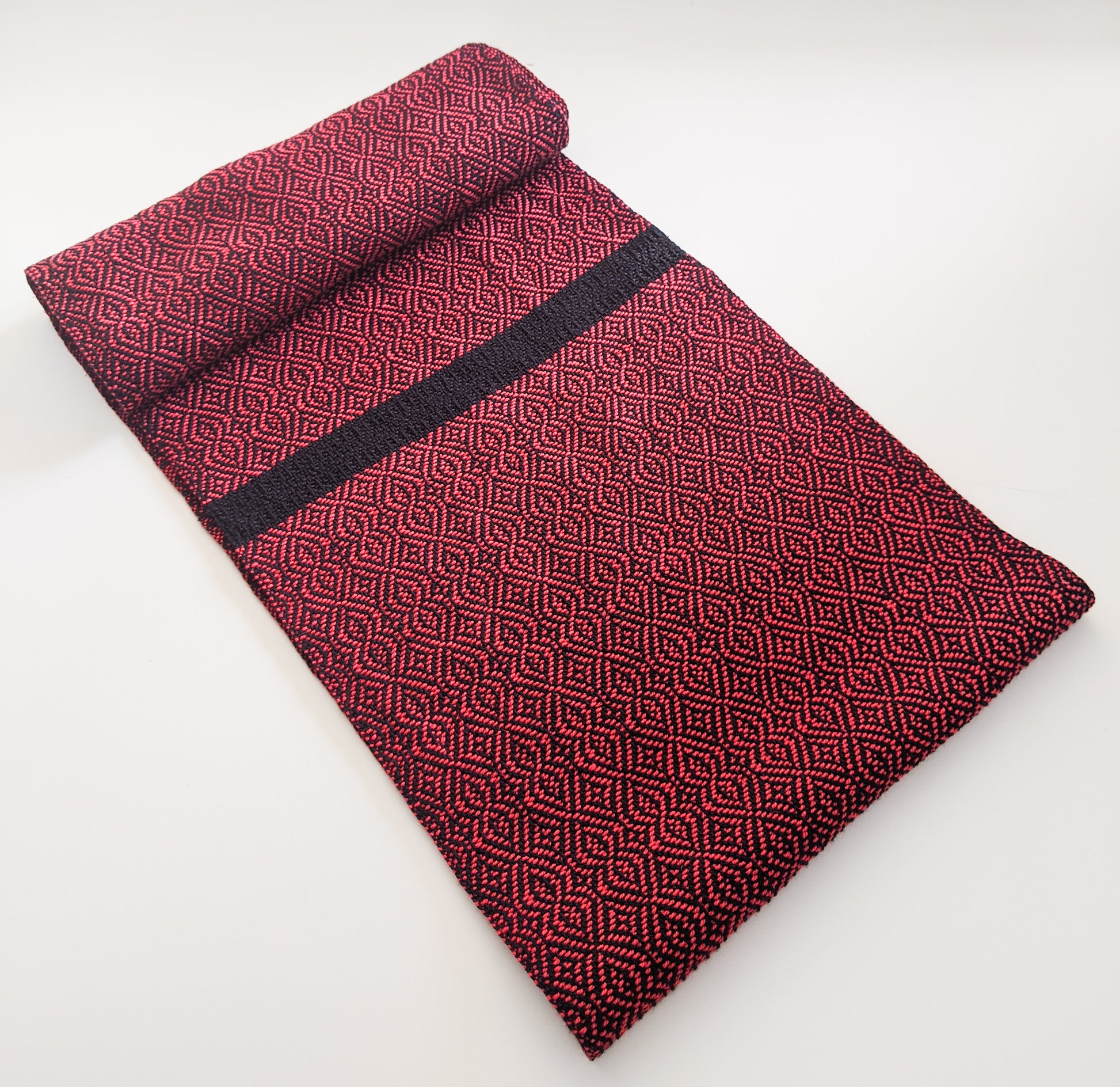 Handwoven Scarf - Classic Red Baroque - Threefold Designs