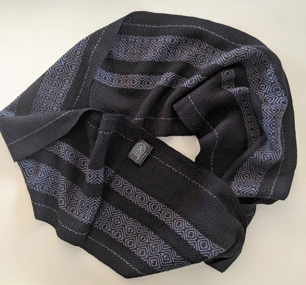 Handwoven Scarf - Classic Charcoal + Black Shimmer - Threefold Designs