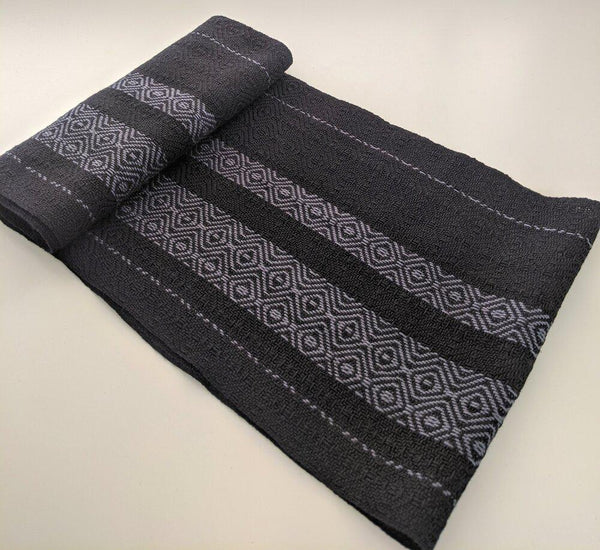 Handwoven Scarf - Classic Charcoal + Black Shimmer - Threefold Designs