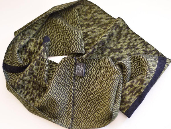 Handwoven Scarf - Classic - Olive Green Geometric - Threefold Designs