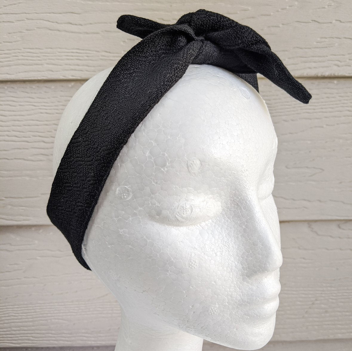 black handwoven hair scarf, hair tie, original and unique, authentic style, alternative handwovens