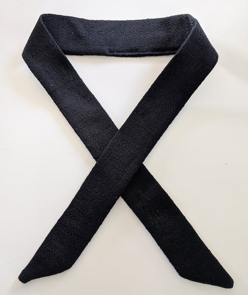 black handwoven hair scarf, hair tie, original and unique, authentic style, alternative handwovens