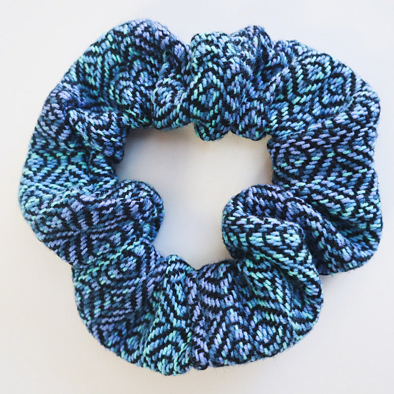 Handwoven Hair Scrunchie - Blue Fairy Bread