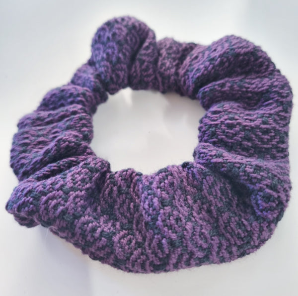 Handwoven Hair Scrunchie - Plum + Black - Threefold Designs