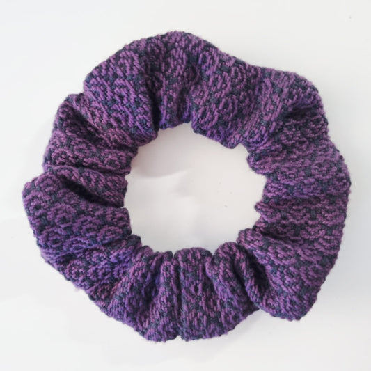 Handwoven Hair Scrunchie - Plum + Black - Threefold Designs