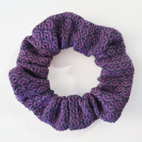 Handwoven Hair Scrunchie - Plum + Black