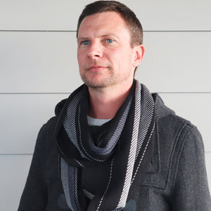 Handwoven Scarf - Dapper - Grey + Black