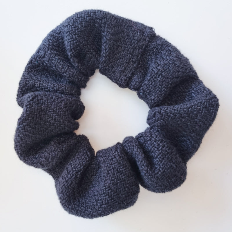 handwoven black hair scrunchie