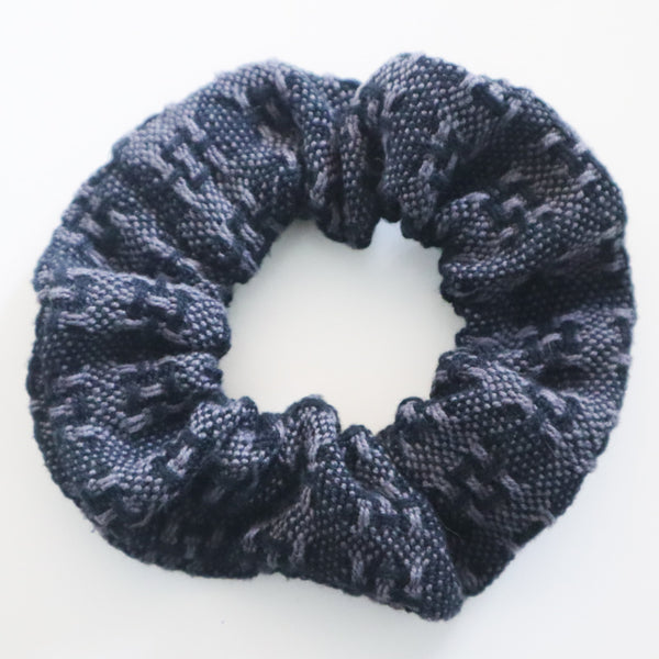 Handwoven Hair Scrunchie - Charcoal + Black