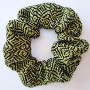 Handwoven Hair Scrunchie - Olive Green + Black