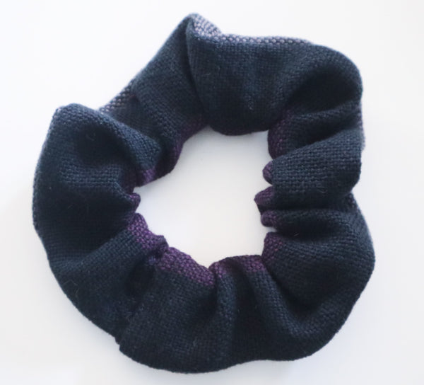 Handwoven Hair Scrunchie - Plum, Charcoal + Black
