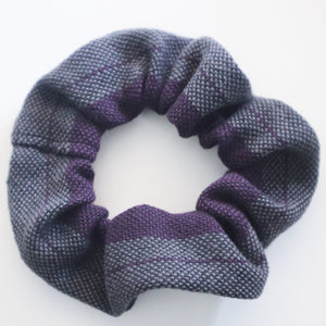 Handwoven Hair Scrunchie - Plum, Charcoal + Black