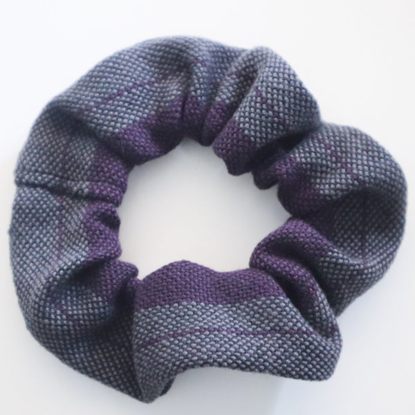 Handwoven Hair Scrunchie - Plum, Charcoal + Black
