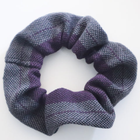 Handwoven Hair Scrunchie - Plum, Charcoal + Black