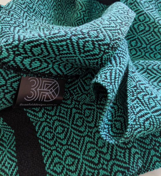 Handwoven Scarf - Classic Jade Green Baroque - Threefold Designs