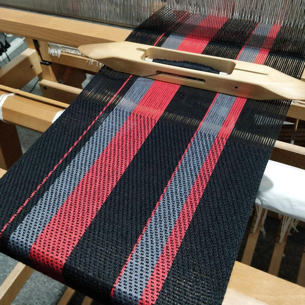 Handwoven Scarf - Dapper - Red, Charcoal + Black - Threefold Designs