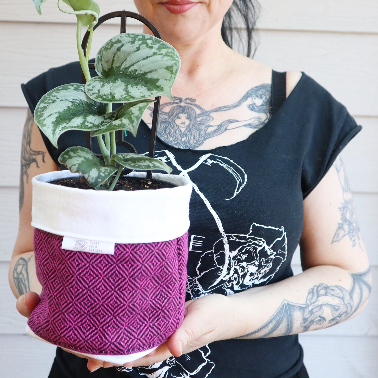 Fabric Plant Holder - Pink - Threefold Designs