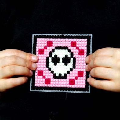 Kids' Cross Stitch Kit - Pink Skull - Threefold Designs